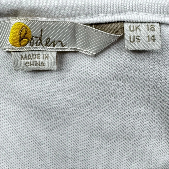 Boden White Ruffle Neck Short Sleeve Cotton Shirt. Gathered Shoulder. US 14 - Picture 3 of 7